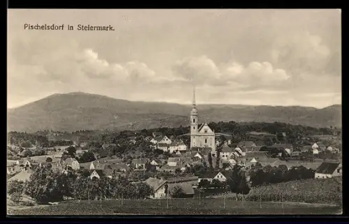 AK Pischelsdorf in Steiermark, Panorama mit Kirche