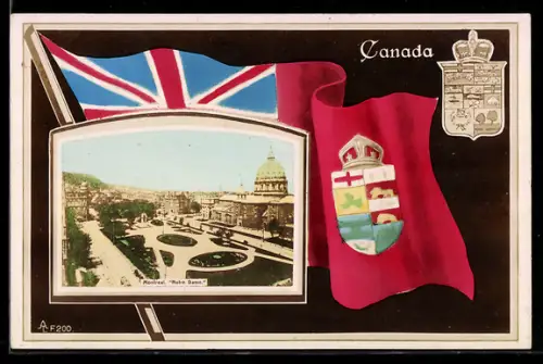 AK Montreal, Notre Dame, Stadtplatz und Wappen