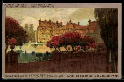 Künstler-AK Paris, Palais du Luxembourg et le jardin, Carte transparente, Halt gegen das Licht
