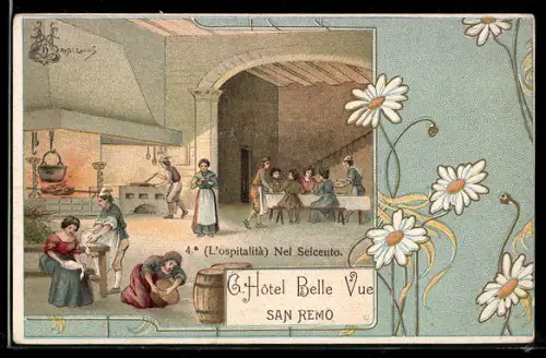 Künstler-AK Genova, Hotel de Londres, Nel Seicento