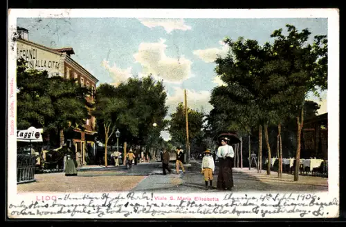 AK Lido, Viale S. Maria Elisabetta mit Spaziergängern