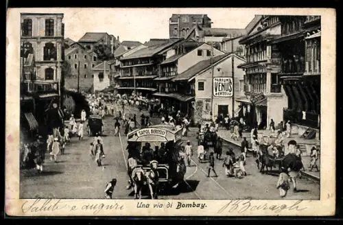 AK Bombay, Una via di Bombay, Parfums Venus, Pferdebahn