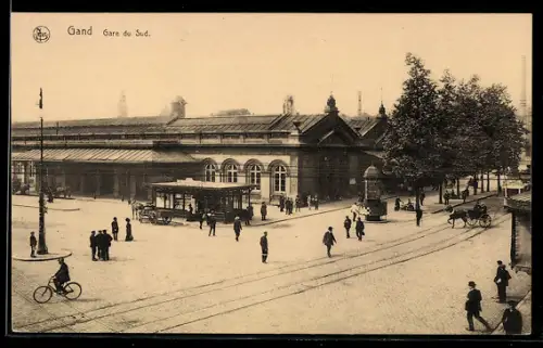 AK Gent, De Zuidstatie, Bahnhof