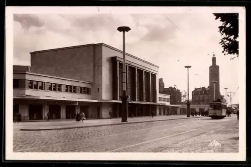 AK Le Havre, La Gare, Strassenbahn am Bahnhof