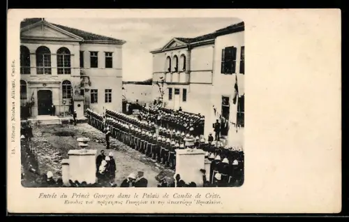 AK Crète, Entrée du Prince Georges dans le Palais de Candie