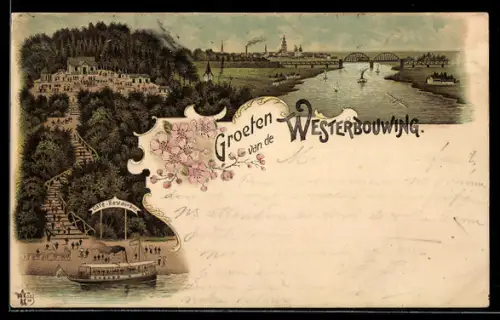 Lithographie Oosterbeek, Westerbouwing, Cafe Restaurant