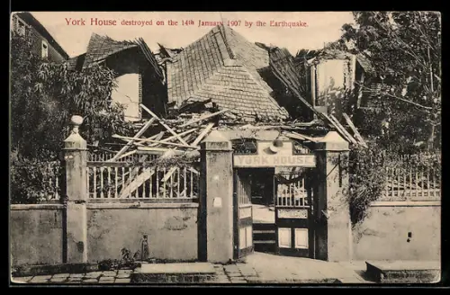 AK Kingston, York House destroyed by the Earthquake 1907