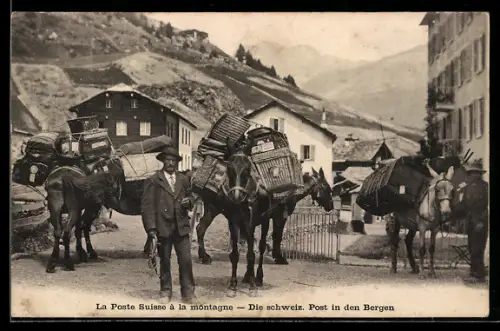 AK Saas-Fee, Schweiz. Post in den Bergen