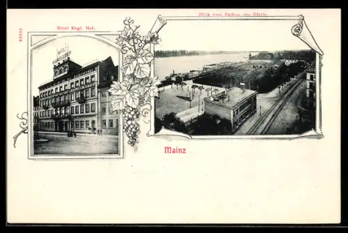 AK Mainz, Hotel Englischer Hof, Ausblick vom Balkon des Hotels