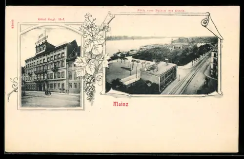 AK Mainz, Hotel Englischer Hof, Ausblick vom Balkon des Hotels