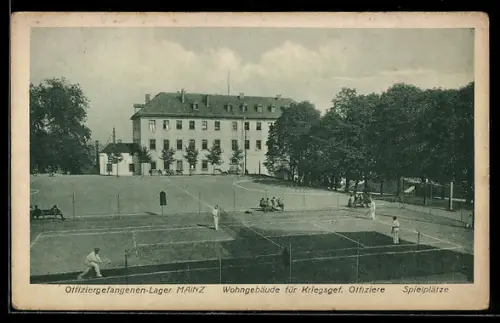 AK Mainz, Offiziergefangenen-Lager, Wohngebäude für kriegsgefangene Offiziere, Spielplätze