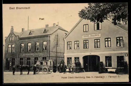 AK Bad Bramstedt, Post, Hotel Stadt Hamburg, Bes. H. Hesebeck
