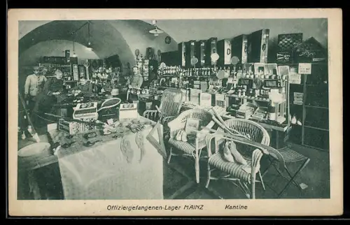 AK Mainz, Kantine im Offiziergefangenen-Lager, Kriegsgefangene