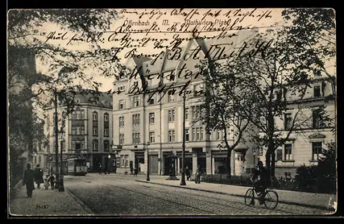 AK Offenbach / Main, Mathilden-Platz mit Strassenbahn