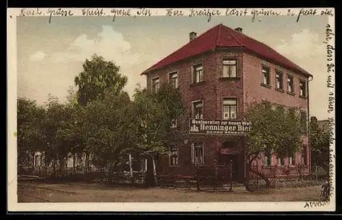 AK Neu-Isenburg, Restaurant zur neuen Welt von G. Rübsam Ww.