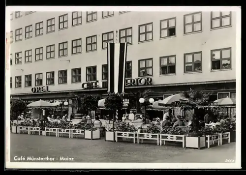 AK Mainz a. Rhein, Café Münsterthor, Inh. Fritz Fett, Aussenansicht