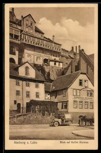 AK Marburg a. Lahn, Cafe Markees & Gasthof Schlachthaus-Wirtschaft, Inh. Ferdinand Kuescher