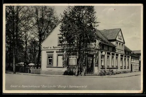 AK Burg i. Spreewald, Gasthaus Zur Linde, Inh. Herm. Wicher