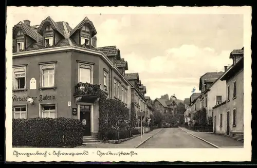 AK Gengenbach /Schwarzwald, Gartenstrasse mit Gasthaus zur Badenia
