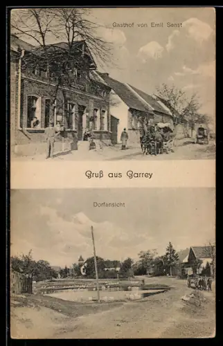 AK Garrey, Gasthof von Emil Senst, Ortsansicht