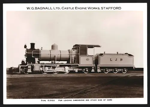 Fotografie britische Eisenbahn, Tender-Dampflok L.J.R. Type E 2150, W.G. LTD Castle Engine Works Stafford