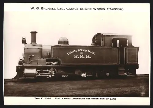 Fotografie britische Eisenbahn, Dampflok Charles Norman McLeod B.K.R. Type E 2016, W.G. LTD Castle Engine Works Stafford