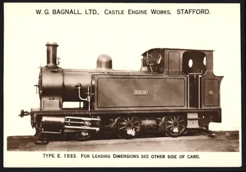 Fotografie britische Eisenbahn, Kleinbahn Dampflok No. 14 Type E 1933, W.G. LTD Castle Engine Works Stafford