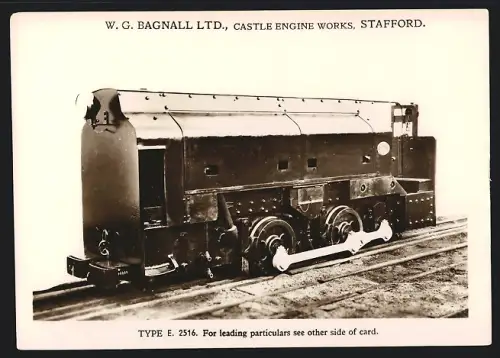 Fotografie britische Eisenbahn, Kleinbahn Bergbau-Diesellokomotive Type E 2516, W.G. LTD Castle Engine Works Stafford