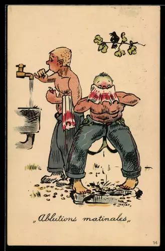 AK Schweizer Soldaten beim Waschen