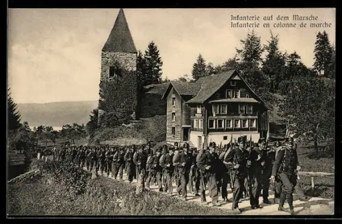AK Schweizer Infanterie auf dem Marsche