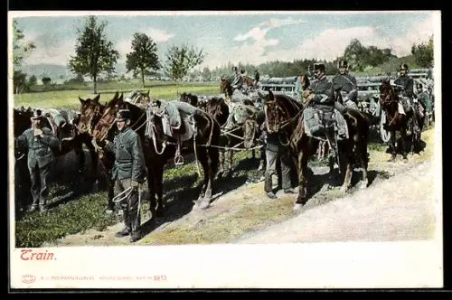 AK Train von schweizer Soldaten in Uniform