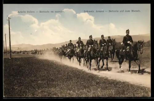 AK Schweiz. Armee, Batterie auf dem Marsch