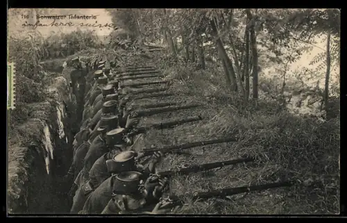 AK Schweizer Infanterie im Schützengraben