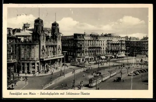 AK Frankfurt am Main, Bahnhofsplatz mit Schumann-Theater, Zirkus