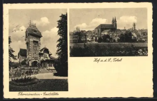 AK Hof a. d. S., Theresienstein-Gaststätte, Totalansicht