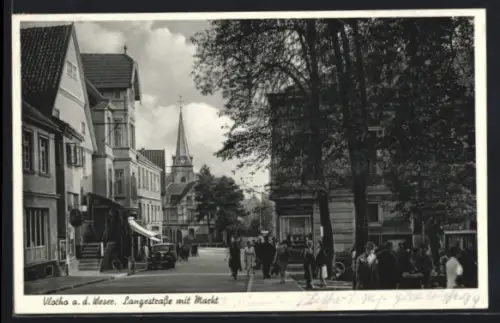 AK Vlotho a. d. Weser, Langestrasse mit Markt