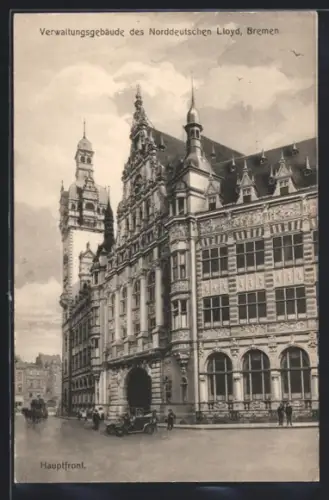 AK Bremen, Verwaltungsgebäude des Norddeutschen Lloyd, Hauptfront mit Auto