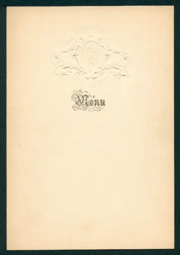 Menükarte Blanko, Frohner`s Hotel Imperial, geprägtes Wappen