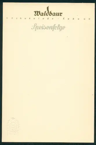 Menükarte Blanko, Waldbaur, Speisefolge Blanko