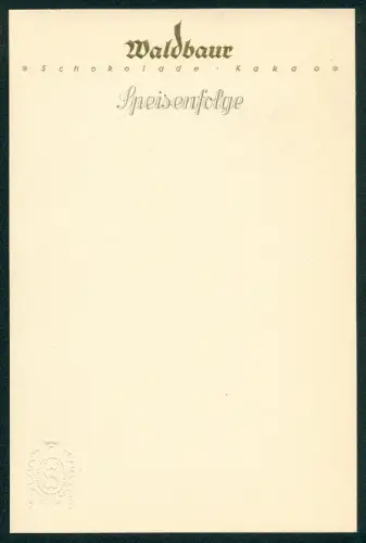 Menükarte Blanko, Waldbaur, Speisefolge Blanko