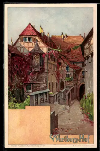 Künstler-AK Albert Stagura: Eisenach, Partie im Hof der Wartburg