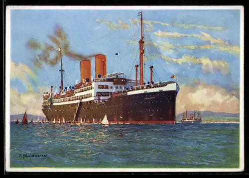 Künstler-AK Robert Schmidt: Nordd. Lloyd Bremen, Passagierschiff Sierra Cordoba