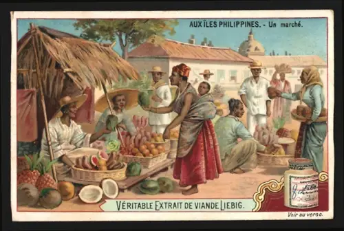 Sammelbild Liebig, Aux Îles Philippines, Un marché