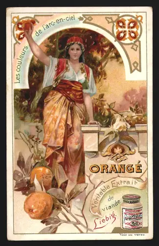 Sammelbild Liebig, Les couleurs de l`arc-en-ciel, Orangé