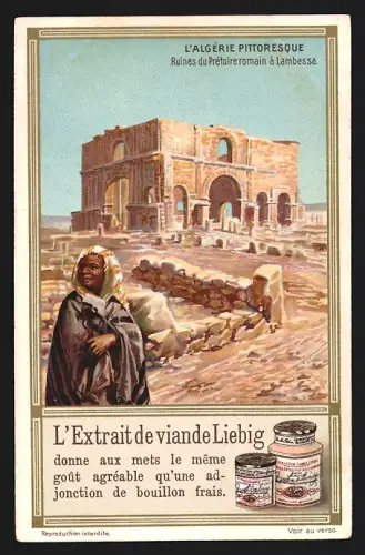 Sammelbild Liebig, L`Algérie Pittoresque, Ruines du Prétoire romain à Lambessa