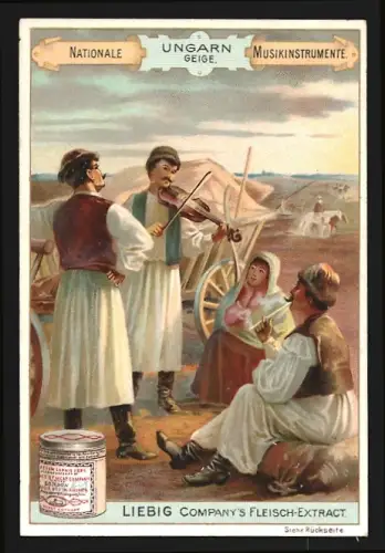 Sammelbild Liebig, Nationale Musikinstrumente, Ungarn, Geige