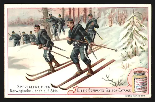 6 Sammelbilder Liebig, Serie Nr. 510: Spezialtruppen, Elephanten-Batterie Ostindien, Deutsche Luftschiffer-Abteilung