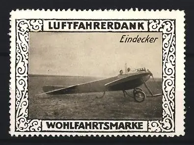 Reklamemarke Luftfahrerdank, Eindecker Flugzeug