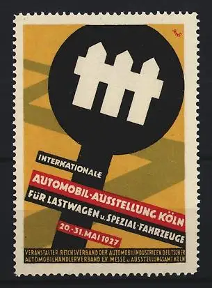 Reklamemarke Köln, Internationale Automobil-Ausstellung 1927, Verkehrsschild