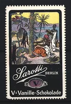 Reklamemarke Berlin, Sarotti, Vanille-Schokolade, exotische Landschaftszene